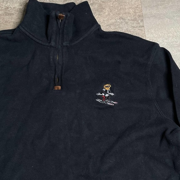SOLD Polo Ralph Lauren Bear 1/2 Zip Pullover Med - Picture 2 of 3